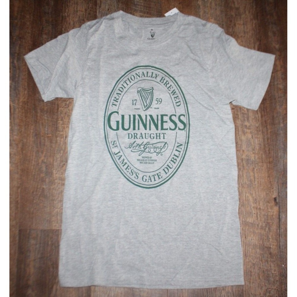 Guinness Official Merchandise Mens T Shirt Gray Size Small Harp Graphic